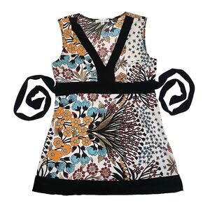 Y2k Moa Moa Babydoll Cottagecore Floral Print Vneck Sleeveless Blouse Medium